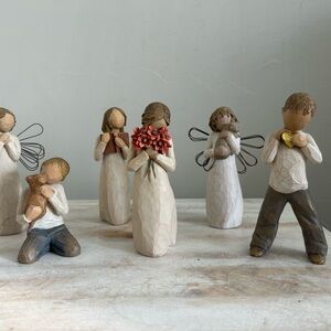 Willow Tree Angelic Figurine Collection with Red and Gold Accents